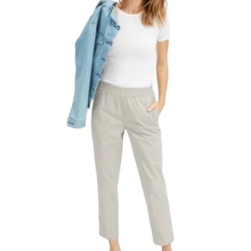 Everlane The Easy Chino Pant Khaki Pull On Elastic Waist Stone Size 10